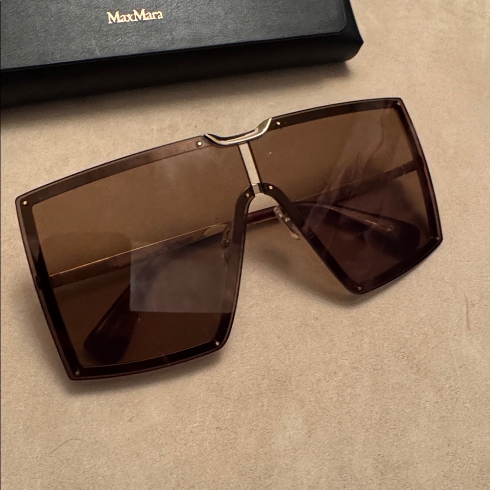 MaxMara Shield Sunglasses in Brown and Gold